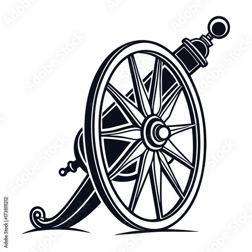 Antique cannon wheel, a symbol of historical warfare