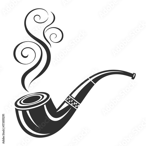 Elegant smoking pipe with rising smoke, relaxation symbol