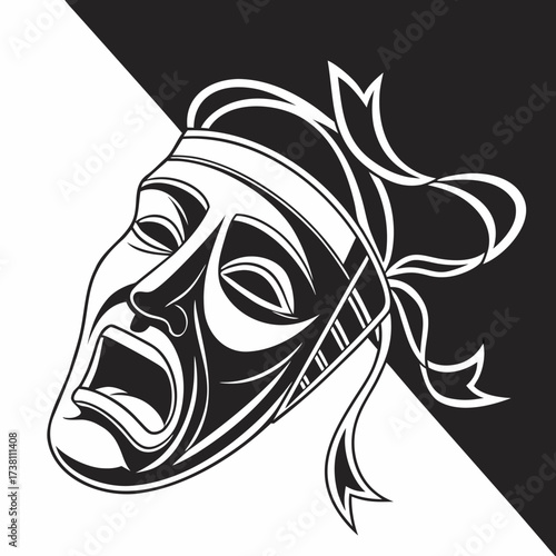 Illustration of a tragedy mask