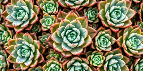 Intricate succulent pattern, small echeveria rosette texture, natural background, design, organic