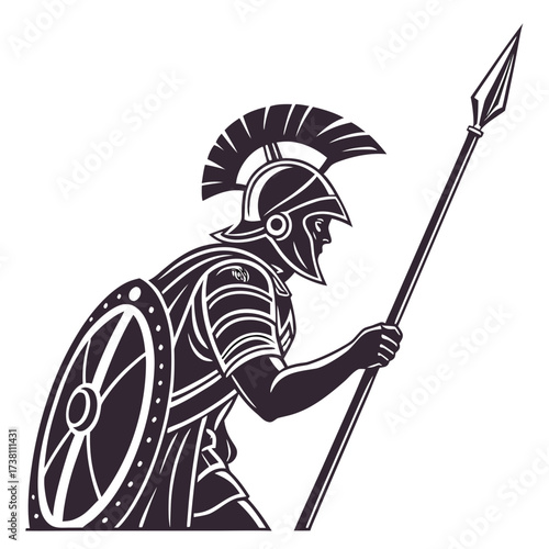 Illustration of a spartan warrior with a spear