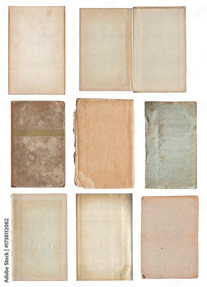 Fototapeta premium Set of Vintage background of old paper texture with spots isolated