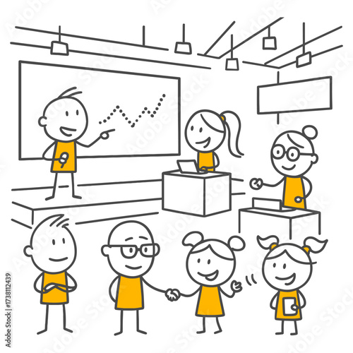 The Gentleman Instructor Explaining the Success Graph Highlights the Team Members' Collective Learning and Development Journey.
