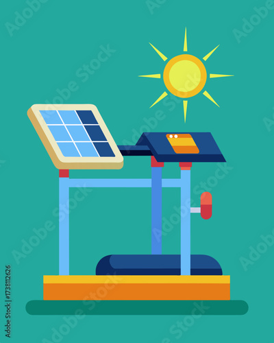 A solarpowered massage machine providing relief to sore muscles while also reducing the gyms energy consumption.. Vector illustration