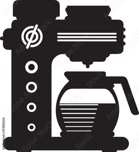 Sleek Coffee Maker Illustration A Modern Black and White Design for Coffee Lovers and Home Decor Enthusiasts