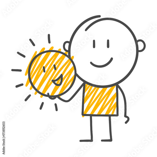 The Gentleman Figure Holding a Bright Sun, a Symbol of Happiness and Optimism, Radiates Positive Energy.