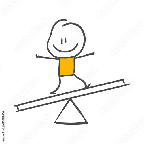 The Gentleman Character Perfectly Balancing Life Exhibits a Joyful Stance Despite the Challenges.