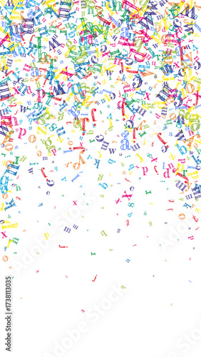 Flying latin letters. Colorful childish scattered