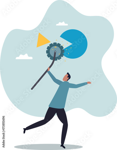 Market share revenue distribution or investment earning and profit pie chart,about a man and his life.