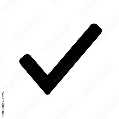 Simple black check mark symbol of approval confirmation and success isolated on isolated on white background