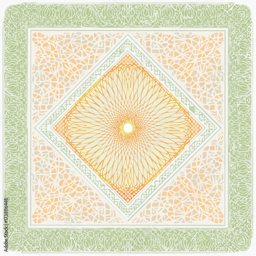 Vector certificate texture. Seamless geometric banknote pattern.