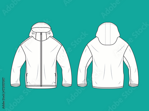 fashion technical drawing apparel template jacket mock up illustration textile clothing denim fabric