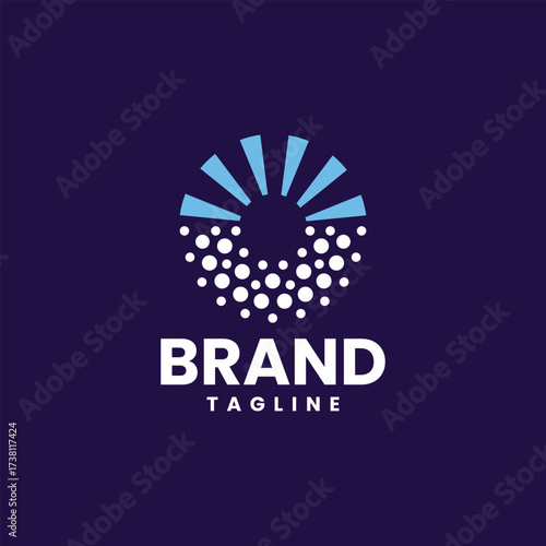 Modern and clean logo design for finance, sun, energy, technology and solar panel business.