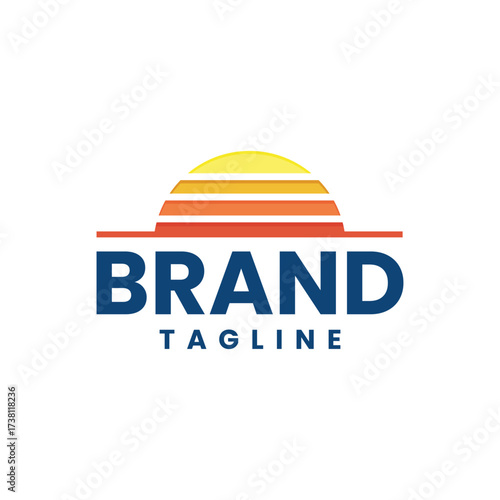 Clean simple and minimal rising sun logo design for travel agency, sea side business and more.