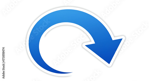 Circular blue arrow graphic with gradient and soft shadow on white background