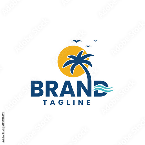Modern and clean logo design for travel agency, sea side business, foods on sea side, and travel group.