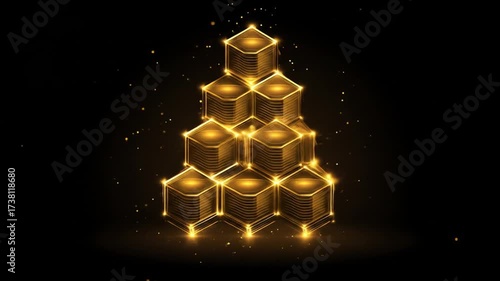 Abstract golden structure on black background digital illustration