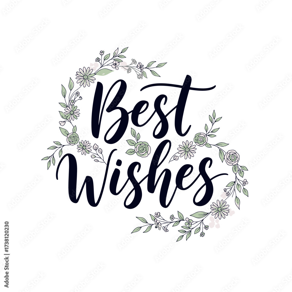 Naklejka premium Send stunning best wishes with this elegant floral design, perfect for greetings, invitations, and heartfelt notes, conveying warmth and sincerity