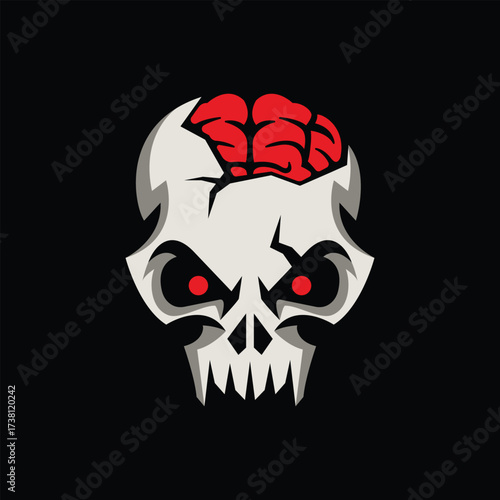 skull cute abstract logo modern style