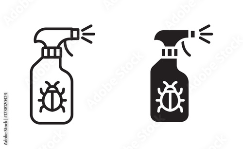 Pesticide icon set, spray bottle with Bug icon, vector illustration .