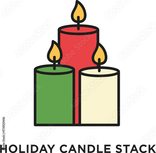 Holiday candles stacked christmas candle vector festive candle light