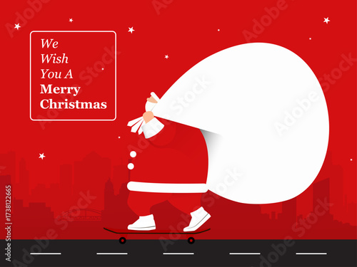 Santa Claus Skateboarding Christmas Greeting Card