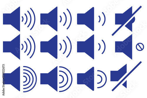 sound on off icons vector in line style . sound volume and mute icon. Volume allow and volume prohibit icon set. Sound and Mute. Volume icon set. EPS 10
