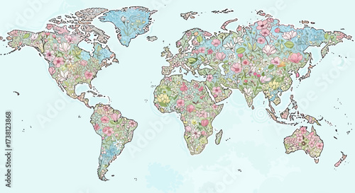 Discover a world of vibrant blooms with this enchanting floral map, perfect for travel, nature, and lifestyle themes