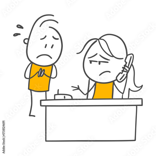 Tension on a Stressful Workday Employees Under Intense Pressure on Both Sides of the Desk.