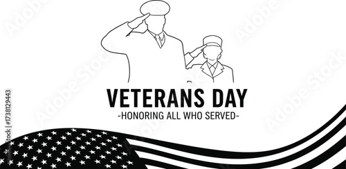 Veterans Day honoring service members with salute and flag illustration