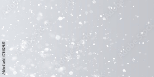 Silver Sparkling Lights Festive background with various falling snows, Silver and white snow confetti sparkles, Abstract sparkles grey and white bokeh lights and stars with various particles.