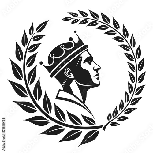 Illustration of a king in laurel wreath