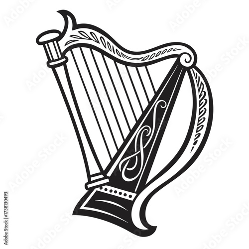 Irish harp vector illustration, celtic symbol