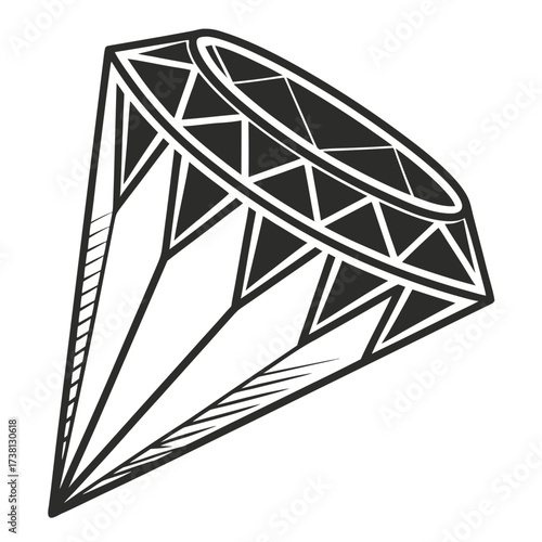 Hand drawn diamond, a precious and valuable gem