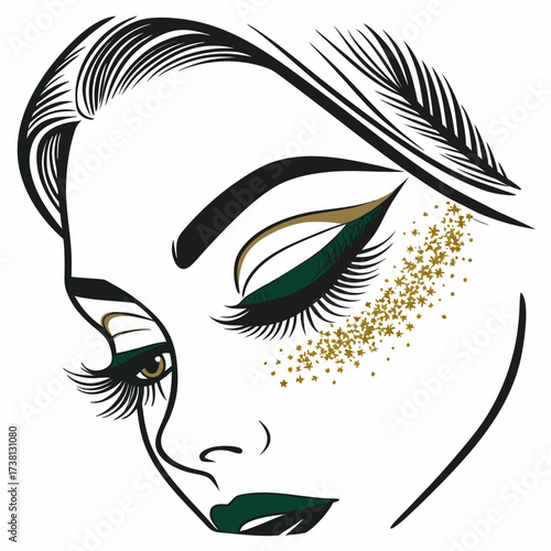 Woman's Face Elegant Makeup Illustration