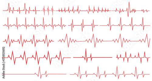 Red Heartbeat Line Vector – Medical ECG Pulse, Health Monitoring & Cardiology Illustration