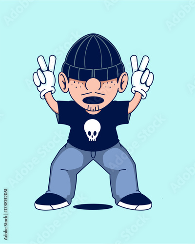 retro mascot vintage illustration cartoon human peace