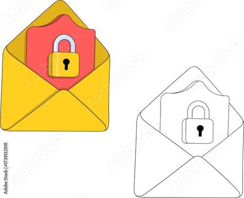 Email Security Padlock Icon Illustration