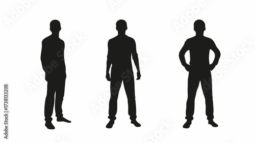 Dynamic male silhouettes in various poses representing confidence, strength, and versatility for diverse conceptual projects and business applications