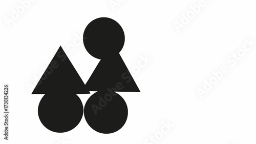 Abstract composition featuring geometric shapes, perfect for modern design projects, minimalist art, or educational illustrations with a bold, simple, and modern aesthetic