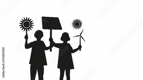 Inspiring climate activism with sun and wind power, youth leading the charge for a sustainable future, environmental awareness and positive change