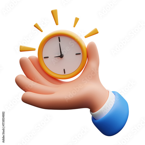 Hand holding Clock 3d illustration