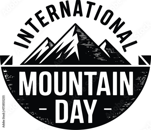 Celebrate International Mountain Day with a bold, graphic emblem featuring snow-capped peaks.