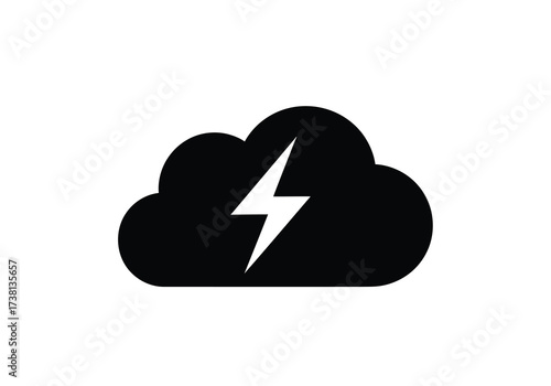Dark cloud with a lightning bolt a striking weather silhouette