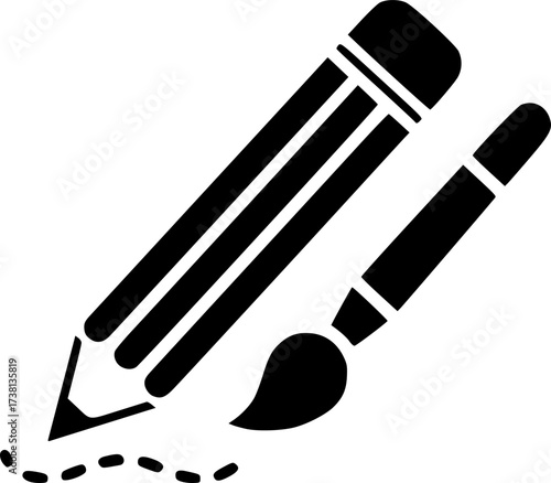 pencil paintbrush glyph flat vector icon
