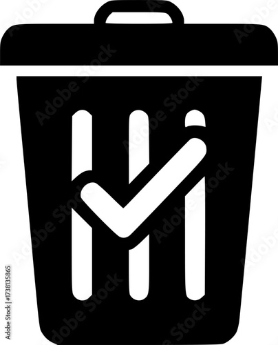 trash can check glyph flat vector icon
