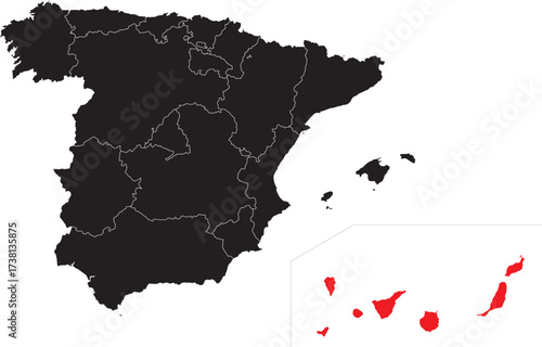 Canary Islands Highlighted on Map of Spain