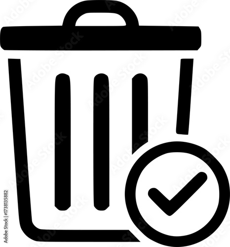 trash can check glyph flat vector icon
