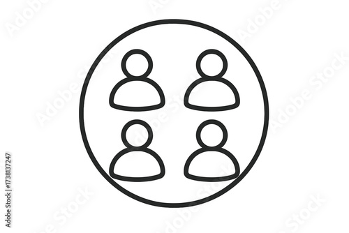 Group of people in a circle icon. Symbol of community, unity, togetherness, and inclusion. Vector for team bonding, collaboration, teamwork, business partnership, and support.