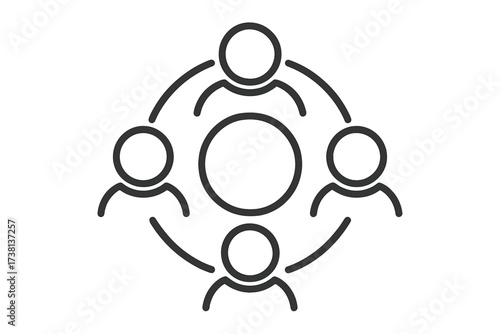 Group circle icon for community, unity, and team bonding. Vector concept of togetherness, inclusion, and collaboration. People network, support meeting, and teamwork logo.